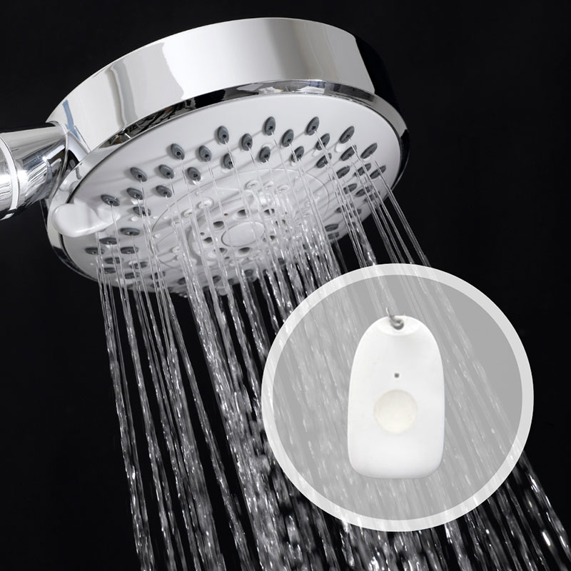 Senior woman in shower wearing the waterproof medical alert pendant